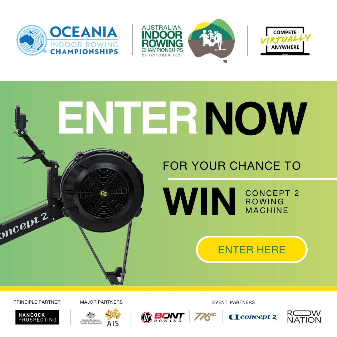 RowingAust's tweet image. 🚨 WIN A CONCEPT2 ROWERG®! 🚨

When you enter the 2024 Australian Indoor Rowing Championships, you’re automatically in the running to win a Concept2 RowErg®! 🏆

Enter here: hubs.li/Q02Q40MQ0

#AIRC24 #IndoorRowing #Concept2