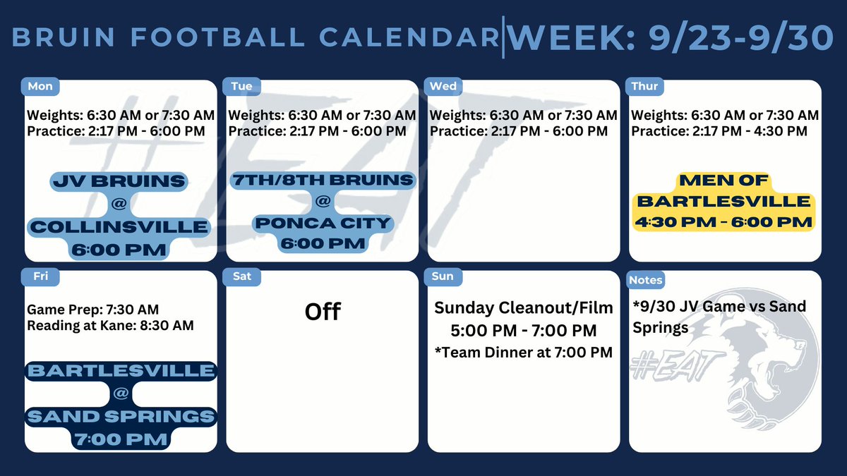 Weekly Schedule
#EAT