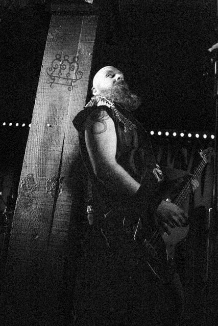 Dug_McFarlane's tweet photo. I played with my new band Doomscroll over the weekend and I couldn't help but do this to the wooden column in the middle of the stage... #hailpaimon https://t.co/GUtFUqmX02