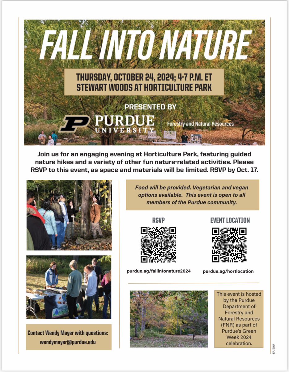 Join us for an engaging evening at Horticulture Park, featuring guided nature hikes, free food, and a variety of other fun nature-related activities! RSVP by October 17th. 

For more info and to register at the link in bio.