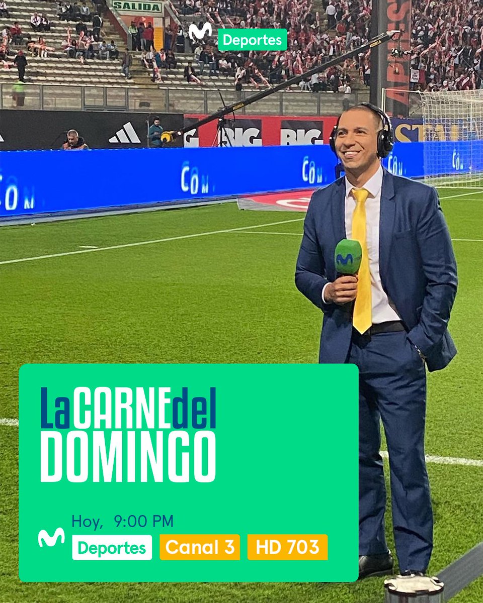 Movistar Deportes (@movistardeporpe) on Twitter photo ¡Recuerda que está noche tenemos #LaCarneDelDomingo! 🥩
Desde las 9:00p.m. acompaña a <a href="/BonattiDi/">Gino Bonatti Dietz</a> con lo mejor de una nueva jornada de la Liga1. ⚽
🖥️ 003 / 703 HD de Movistar TV ¡Recuerda que está noche tenemos #LaCarneDelDomingo! 🥩
Desde las 9:00p.m. acompaña a <a href="/BonattiDi/">Gino Bonatti Dietz</a> con lo mejor de una nueva jornada de la Liga1. ⚽
🖥️ 003 / 703 HD de Movistar TV