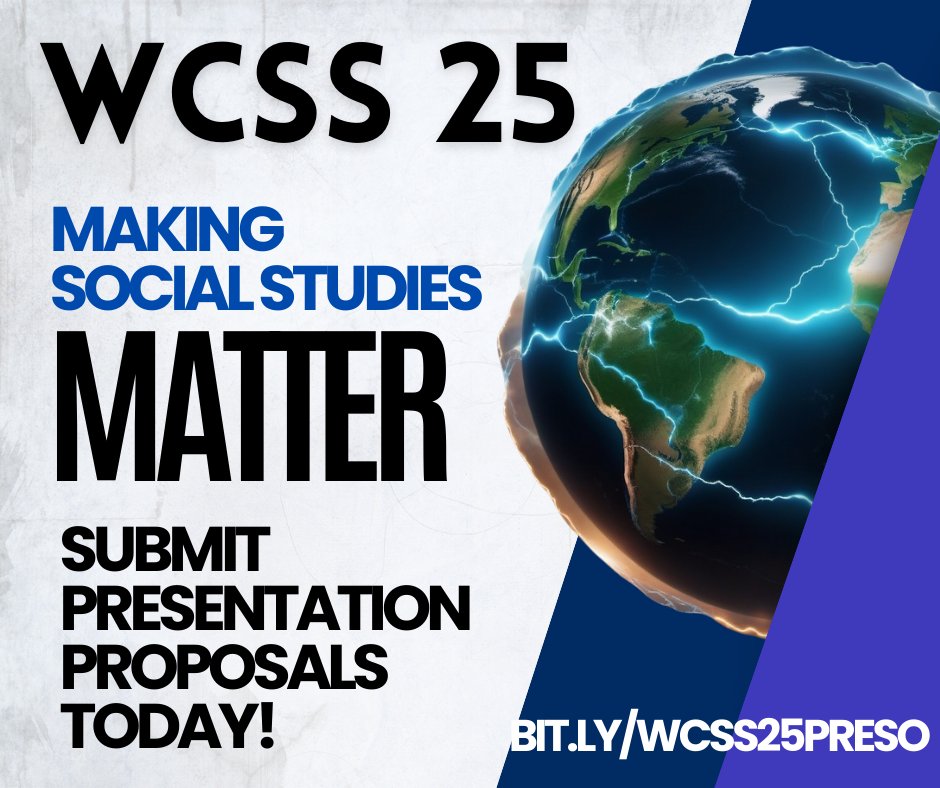 The call for presentation presentation proposals is now open for MAKING SOCIAL STUDIES MATTER, the Wisconsin Council for the Social Studies annual conference on March 14-15, 2025 in Madison. bit.ly/WCSS25PRESO wcsswi.org/wcss25.html