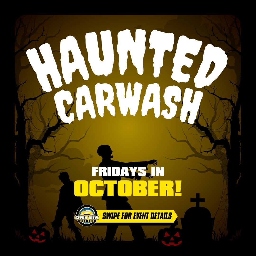 cleanviewauto's tweet image. Our Haunted Carwash is back and scarier than ever! Join us for a haunted ride full of thrills

Swipe for the dates and locations

Don't miss out on the most terrifyingly fun wash of your life! 🚗💀 #HauntedCarWash #CleanViewAutoWash #