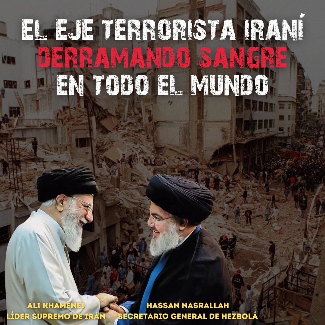 La naturaleza terrorista y asesina de Hezbolá no es nueva para América Latina.

Hace 32 años, Hezbolá apoyado por Irán, atacó la embajada de Israel en Buenos Aires.
Hace 30 años, Hezbolá apoyado por Irán, atacó la AMIA en Buenos Aires.
Hace 30 años, Hezbolá apoyado por Irán, hizo