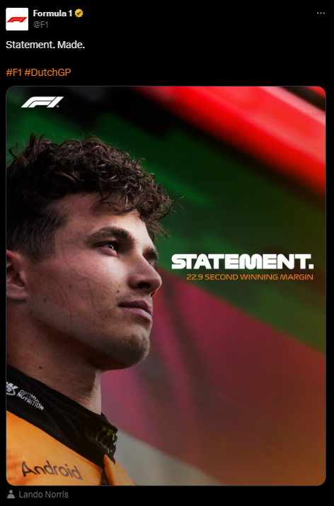 bloopgg's tweet photo. The F1 account has been posting the exact same type of graph after each race since the first post-summer break GP. 

Guess which 2 out of the 4 have hundreds and hundreds of quote RT's criticizing the graphic and the driver that appears on it. https://t.co/Crd1QE7VgL