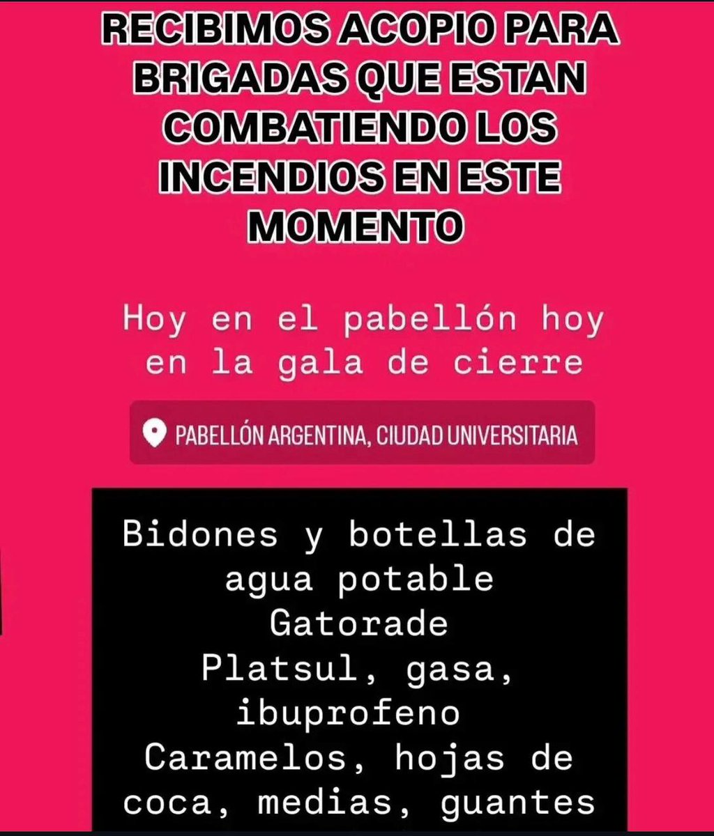 FueraPorta's tweet photo. Se requiere colaboración con  brigadistas,‼️URGENTE, lo que se pueda, y difundir.

Sólo a las cuentas de las brigadas.

#todofuegoespolitico
#incendiosintencionales
#bosquenativo
#declarenemergencianacional https://t.co/f9SKGYpBjd