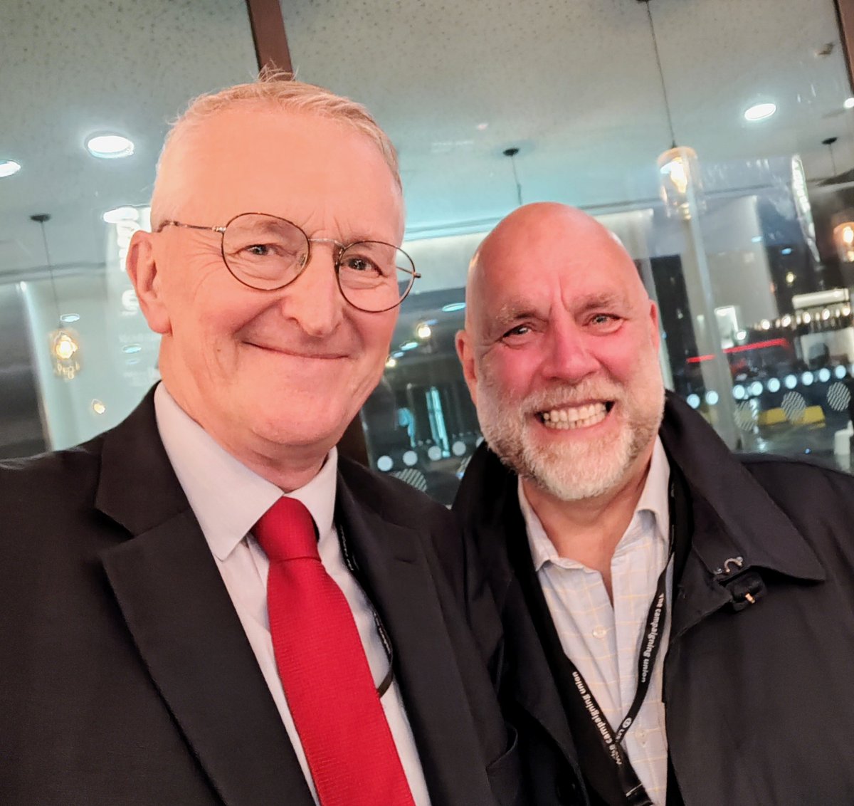 This evening I met one of my all time political heroes at the <a href="/UKLabour/">The Labour Party</a> party conference in #Liverpool - <a href="/hilarybennmp/">Hilary Benn</a> , Secretary of State for Northern Ireland.

For the past 20+ years I have admired Hilary for his integrity, passion &amp; honesty.

I am dead chuffed!

<a href="/LeeBarronMP/">Lee Barron</a>
