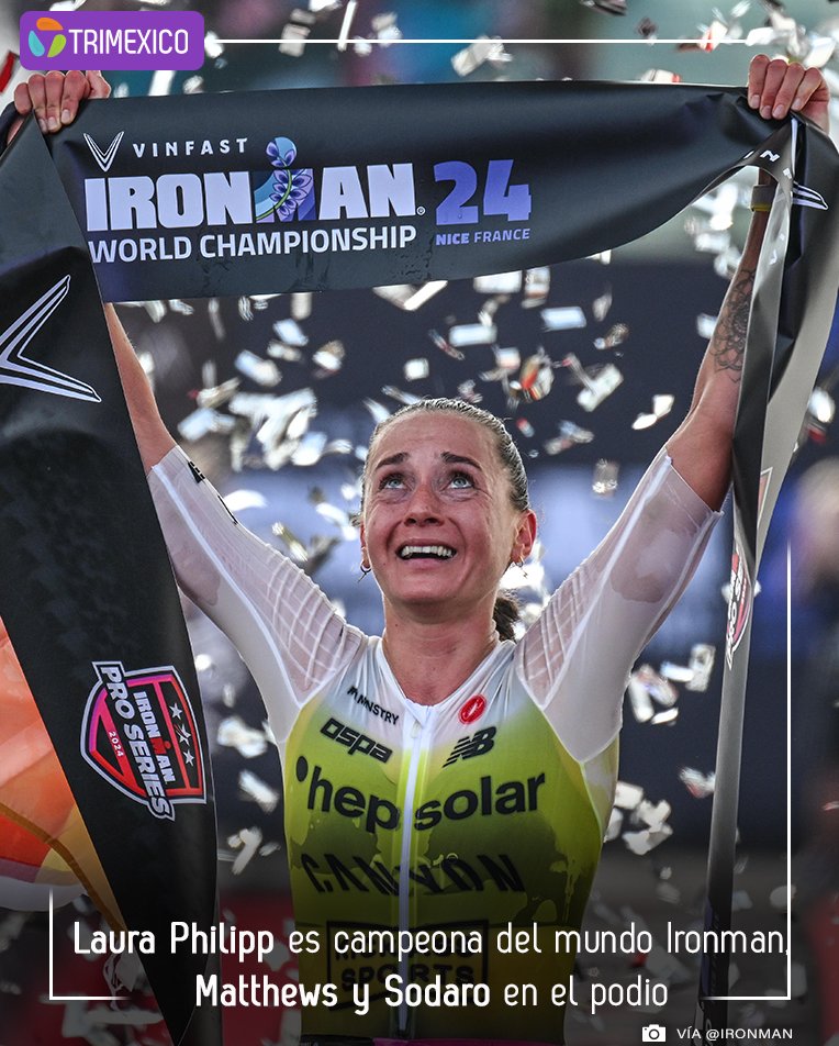 #SoyTriatleta 🏊🏻‍♂️ 🚴🏻‍♂️ 🏃🏻‍♂️ #Trimexico #IMWC ⁠

La triatleta alemana 🇩🇪 Laura Philipp se coronó campeona 👸 del Ironman World Championship en Niza 🇫🇷, obteniendo su primer título mundial.

👉🏻 👉🏻👉🏻👉🏻 trimexico.com/laura-philipp-…