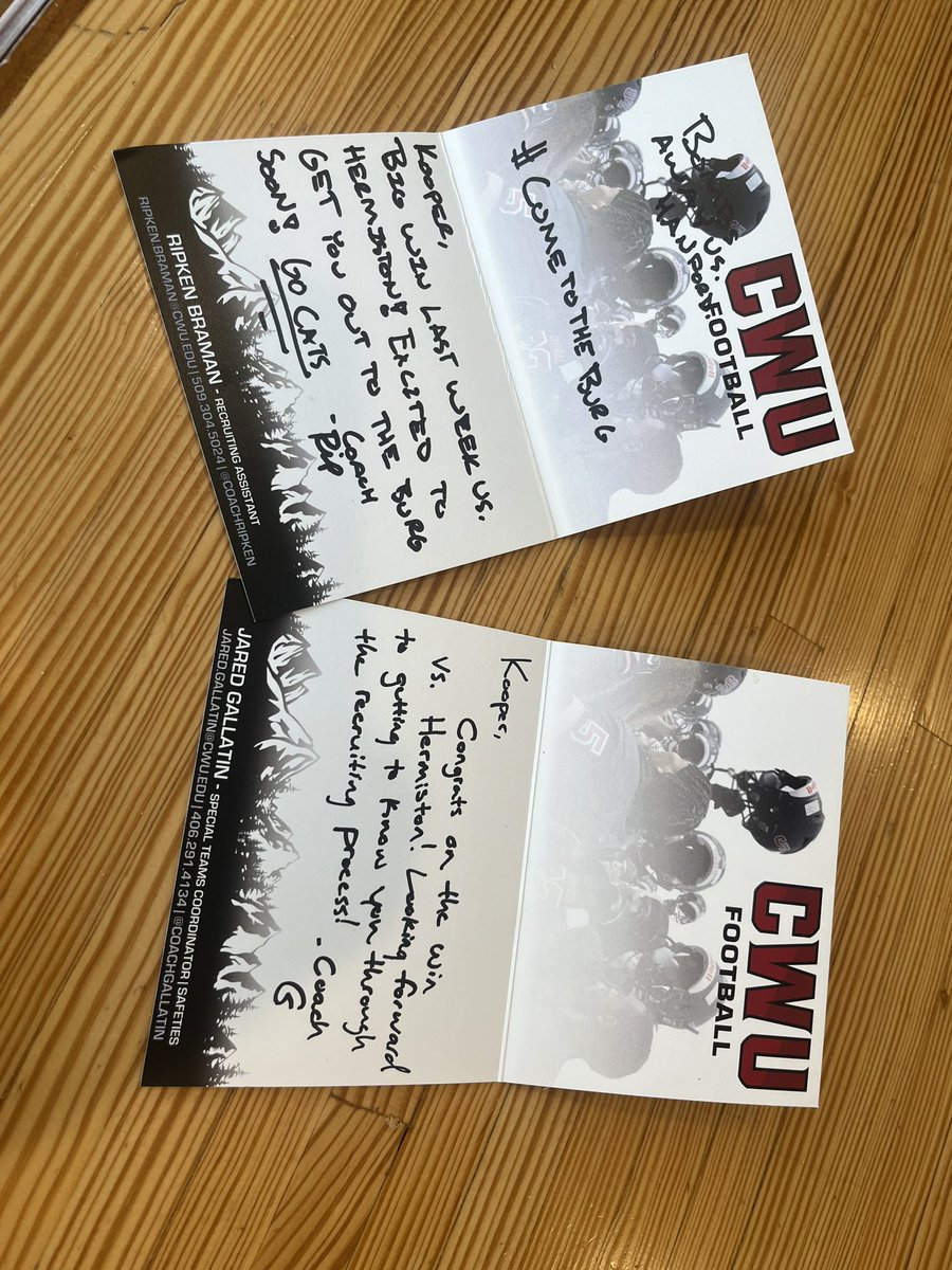 Thank you <a href="/CoachRipken/">Ripken Braman</a> &amp; <a href="/CoachGallatin/">Jared Gallatin</a> for the letters! Really appreciate it. Go CATS!  
 @coachripshwtime  
 <a href="/CoachFisk/">Chris Fisk</a>