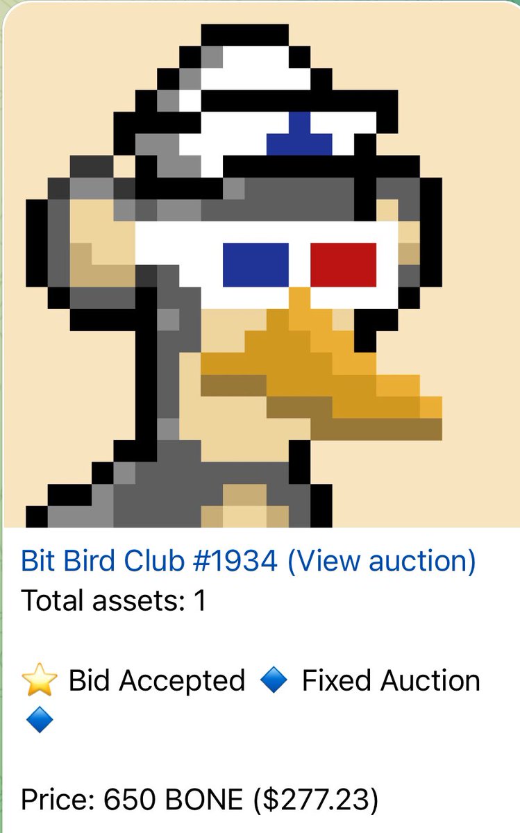 1 of the extra rare Bit Bird Club NFTs has been sold! Congratulations to the owner of this very special pixel art collectible🖼️ 

ℹ️ Bit Bird NFTs are exclusively available on <a href="/MantraProtocol/">Mantra Protocol | Minting *Teh Toros* in Shibarium</a> No more regular minting, but all listed based on rarity (not all listed yet). #shibarium