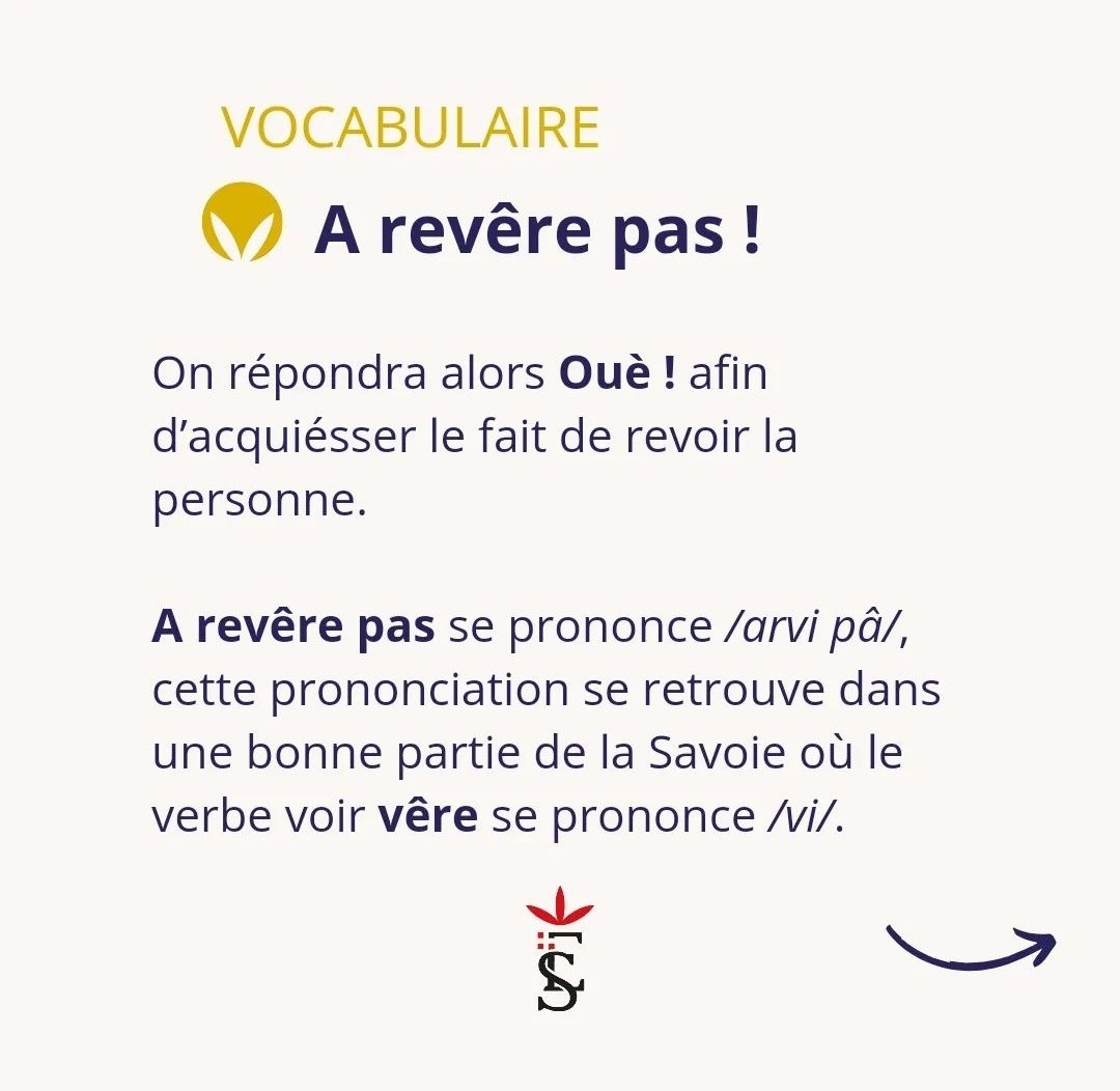 💬 Petite présentation du terme "a revêre pas", que vous connaissez peut-être déjà avec son autre écriture, "arvi pa". 👀