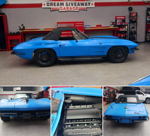 DreamGiveaway's tweet image. #SideviewSunday The annual Corvette Dream Giveaway 1963 Restomod Sting Ray Convertible has a brand-new 6.2L LS3 V-8 engine pumping out nearly 500 hp, backed by a Silver Sport Perfect Fit five-speed transmission, vintage ac and more! SEE dreamgiveaway.com/dg/corvette for more info.
