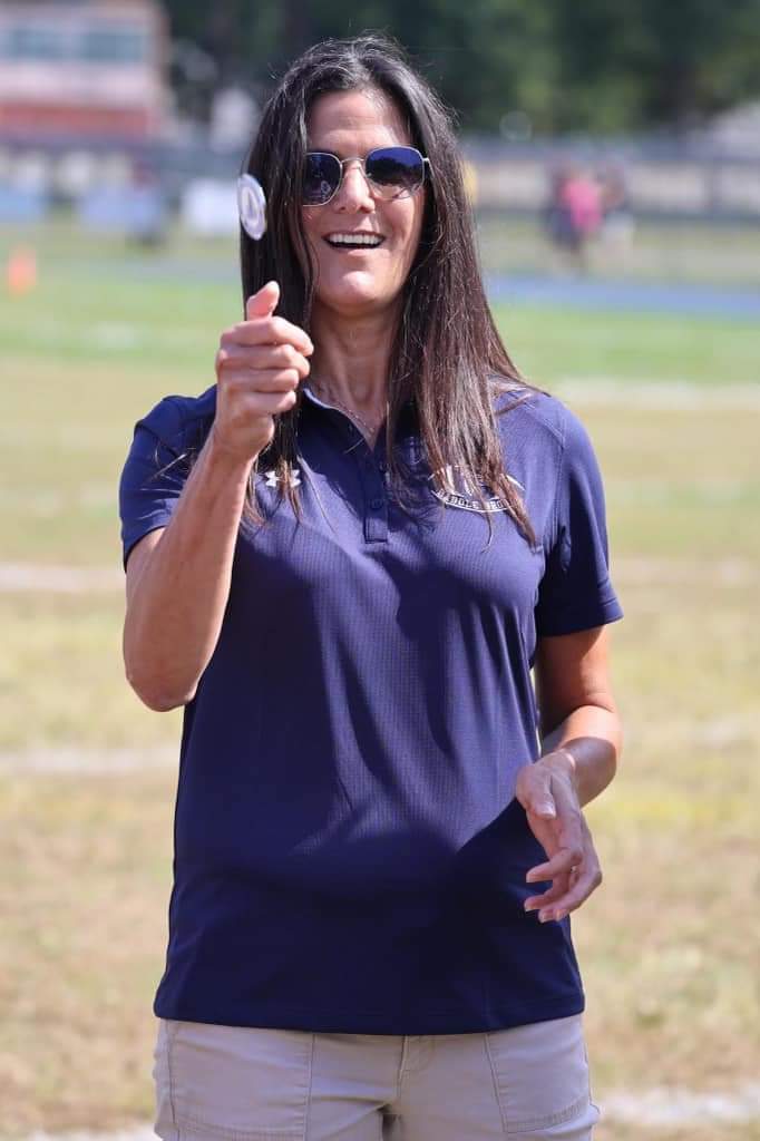 Thank you to <a href="/toni_violetti/">Toni Violetti</a> our honorary @SBHSFootball captain this weekend. We hope you enjoyed participating in the coin toss as much as we enjoyed having you, thanking you for all you do for our student athletes. #FalconFamily