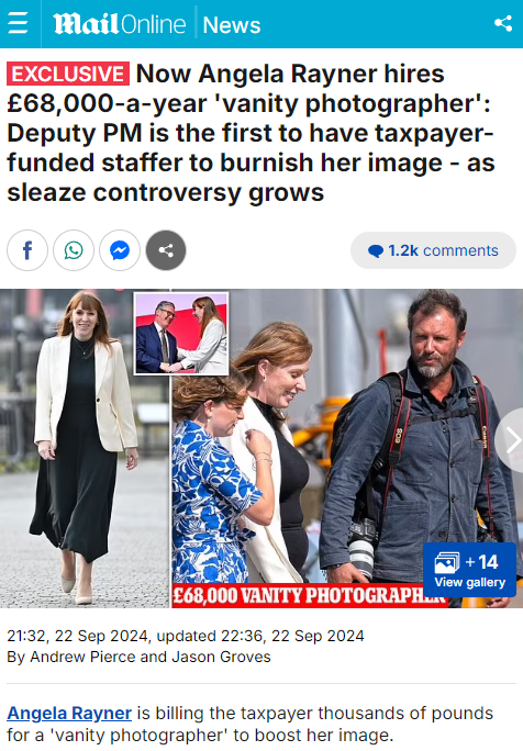 LeeHarris's tweet photo. Errr... Why is 'working class champion', Angela Rayner, billing the taxpayer for a £68,000 'vanity photographer'?!

This is insane.
It just gets worse. https://t.co/jT7hdhoSkB