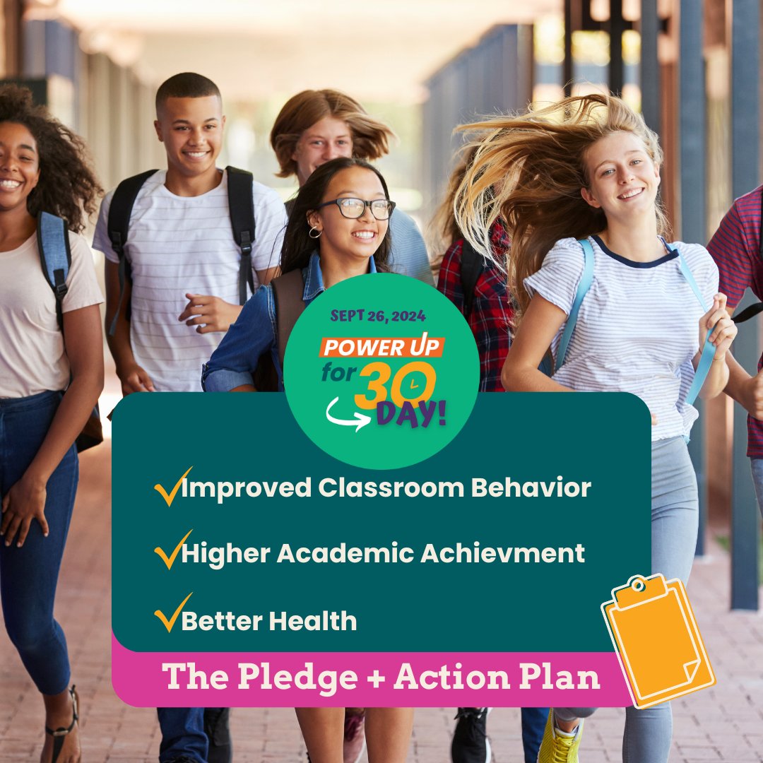 ⏳ The countdown has begun! 4 days left until #PowerUpFor30Day! Sign the Power Up For 30 pledge and submit an action plan to *receive a physical activity kit and mini grant valued at over $550 for your school or site! Grab the toolkit for more details: bit.ly/PU30Toolkit2024