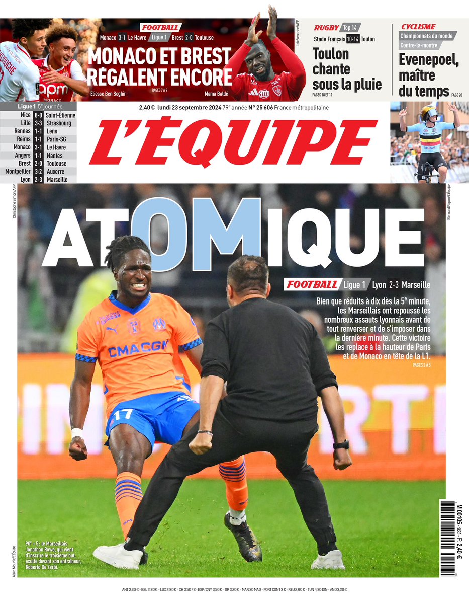 ActuFoot_'s tweet photo. « 𝗔𝗧𝗢𝗠𝗜𝗤𝗨𝗘 » 💙🤍

La UNE de @lequipe ce lundi 23 septembre. ✨ https://t.co/1WY94pEx2X
