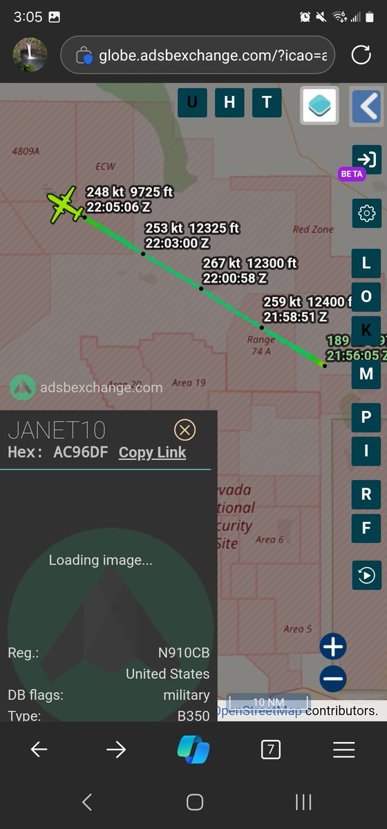 norb420's tweet photo. #AC96DF as #JANET10 Not unheard of, but a rare Sunday Janet flight. From Las Vegas KLAS to Homey Airport KXTA, on the ground a short time there and then on to Tonopah Test Range KTNX. https://t.co/dCzK8xaNLI