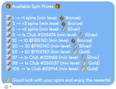 🚨 7-Day Spin Event! 🚨
Join Club #226474 for a chance to win amazing prizes 🎉

🐰 BWO and Friend Zone added!

💫 Spin, win &amp; enjoy the rewards!
📍 Join the club: friend.tech/clubs/226474