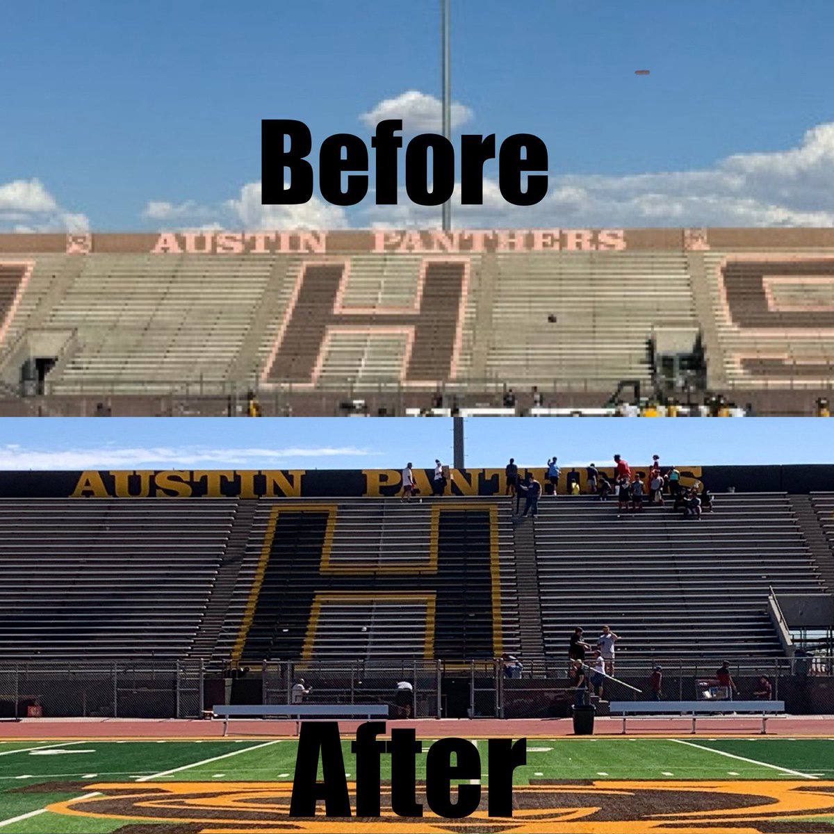 Maribel Ruiz (@maribelruiz2015) on Twitter photo A fresh coat of paint, hard work, & a lot of teamwork! Huge shoutout to our students, coaches, & admin who made our stadium beautification possible. This is what school pride is all about. #RiseofthePanthers <a href="/MartyTeran915/">Martha Velez-Teran</a> <a href="/SamuelMari67458/">Samuel Mariscal</a> <a href="/CoachPichardo/">Eric Pichardo M. Ed.</a> <a href="/RuennaValdez/">Ruenna Valdez Ed.D</a> <a href="/bpallare/">Brenda Pallares</a> A fresh coat of paint, hard work, & a lot of teamwork! Huge shoutout to our students, coaches, & admin who made our stadium beautification possible. This is what school pride is all about. #RiseofthePanthers <a href="/MartyTeran915/">Martha Velez-Teran</a> <a href="/SamuelMari67458/">Samuel Mariscal</a> <a href="/CoachPichardo/">Eric Pichardo M. Ed.</a> <a href="/RuennaValdez/">Ruenna Valdez Ed.D</a> <a href="/bpallare/">Brenda Pallares</a>