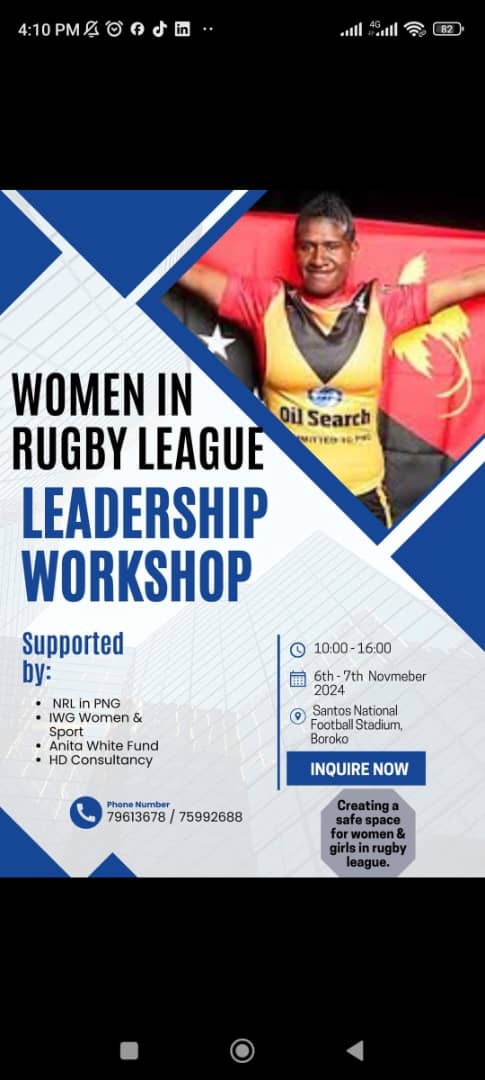 ROmenefa's tweet photo. For the first time Cathy Neap and I will be co-facilitating the Women in Rugby League Leadership Workshop which aims to create a network of female leaders by equipping them with a sound knowledge of gender equity and good governance in RL.
@IWGWomenSport  @NRLPNG https://t.co/Y0NvxOZ7D5