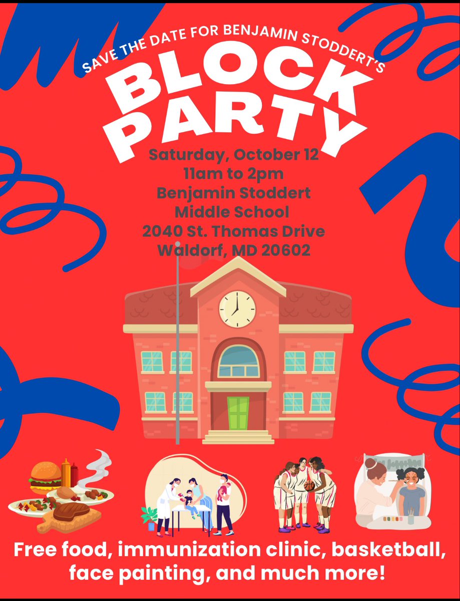 PrincipalPeavy's tweet photo. Save the date for our block party! October 12th, 11:00 AM- 2:00 PM 🎉 https://t.co/8NMtlJrYKZ