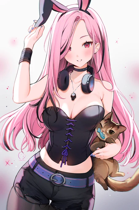 Bunny Calli!  (plus kitty, meow) I love this outfit#callillust 