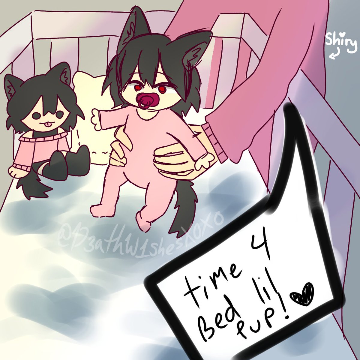 ODolphincutie's tweet image. @shirybun putting @ShizuVT to bed ❤️✨️

#shirybunart #shizupaint #Trending #digi