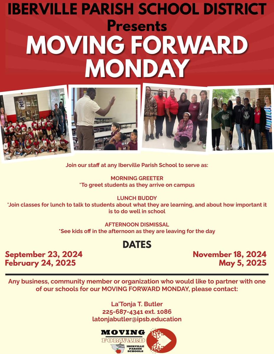 Our students look forward to seeing you tomorrow for our first Moving Forward Monday of the school  year!  #MovingForward