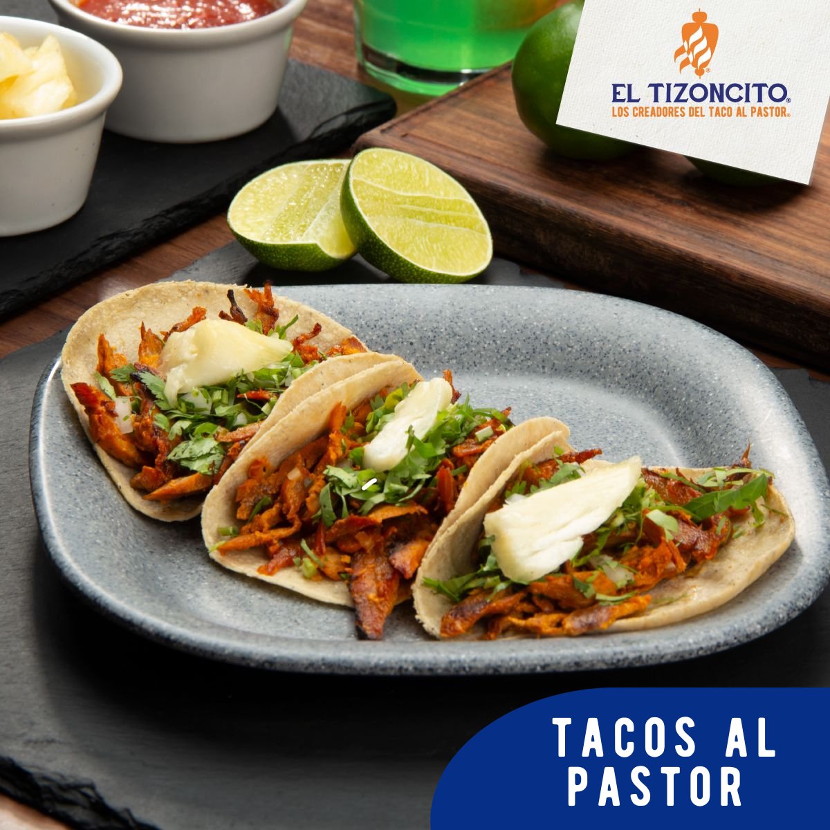 Nuestra creación servida en la mesa.

#LosCreadoresDelTacoAlPastor #Eltizoncito #tacosalpastor🌮