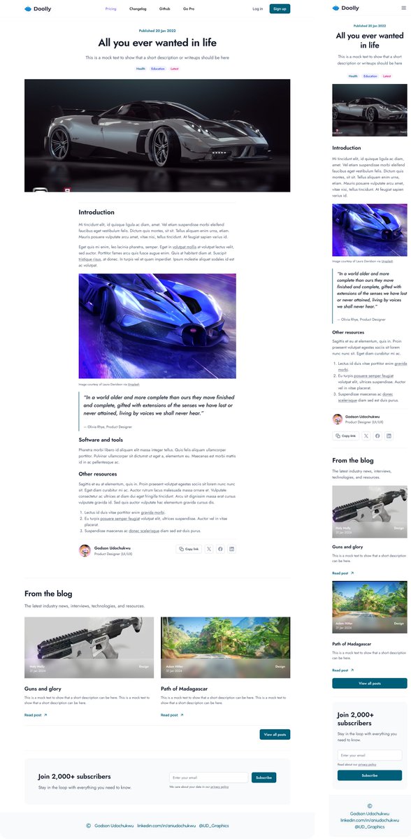 Ud_Graphics's tweet photo. Day 4 of the Mentorix 7-Day UI Design Challenge! 

Blog Post Page Design

How you do anything, is how you do everything. Consistency is a big virtue 

#MentorixDesignChallenge #MentorixMentorship
#UI #UX #Mobileapp #web #Design https://t.co/tB1ehPYUU6