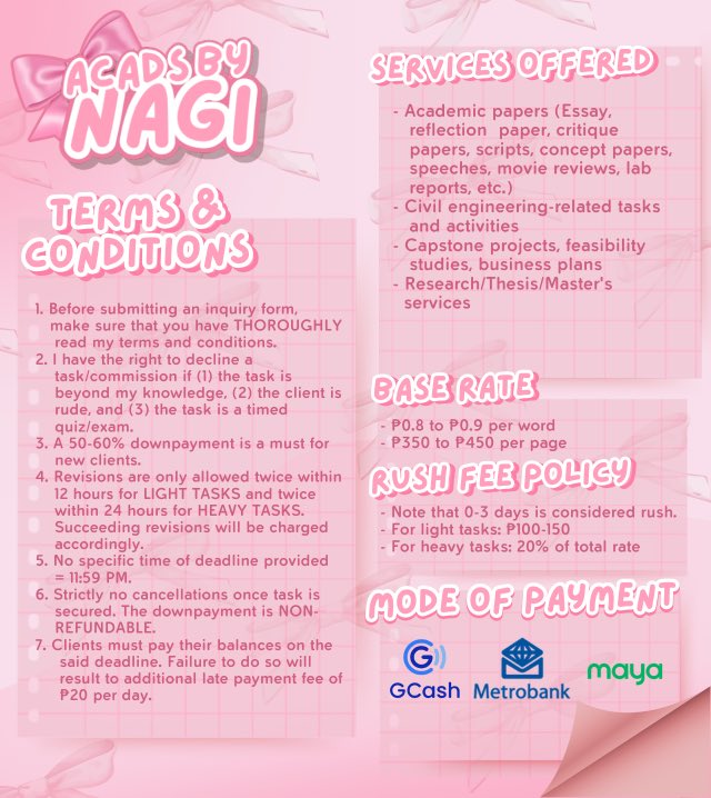 commsbynagi's tweet image. “Let the beauty of what you love be what you do.” - Rumi 𝜗𝜚

Hey there! I&apos;m Nagi and I specialize in crafting essays, theses, and comprehensive research papers. Check my commsheet for other papers I cater. ⋆౨ৎ˚⟡˖ ࣪

feedback: #arigatnxnagi 𐙚
updates: #updatesbynagi 𐙚