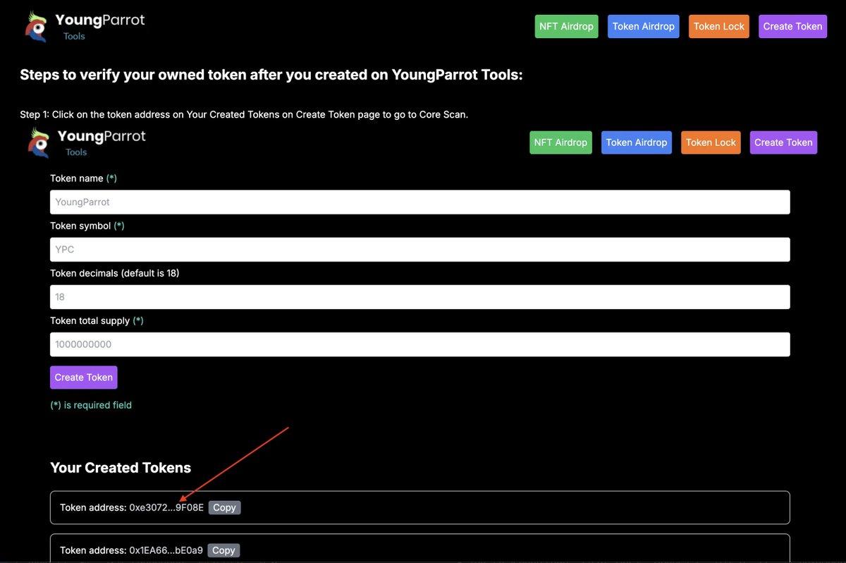 youngparrotnft's tweet photo. Easily create your own token on the Core blockchain. Once created, the token is fully owned by you, and all tokens will be sent to your wallet. Create your token here https://t.co/fSdQTFnUo3🌟

You can verify your owned token after you created on YoungParrot Tools app by following this instruction https://t.co/akWUsgqkax😍

@Coredao_Org @archerswapcore @icecream_swap @Core_Pepe @Trump2024_Meme 

#YoungParrot #YPC