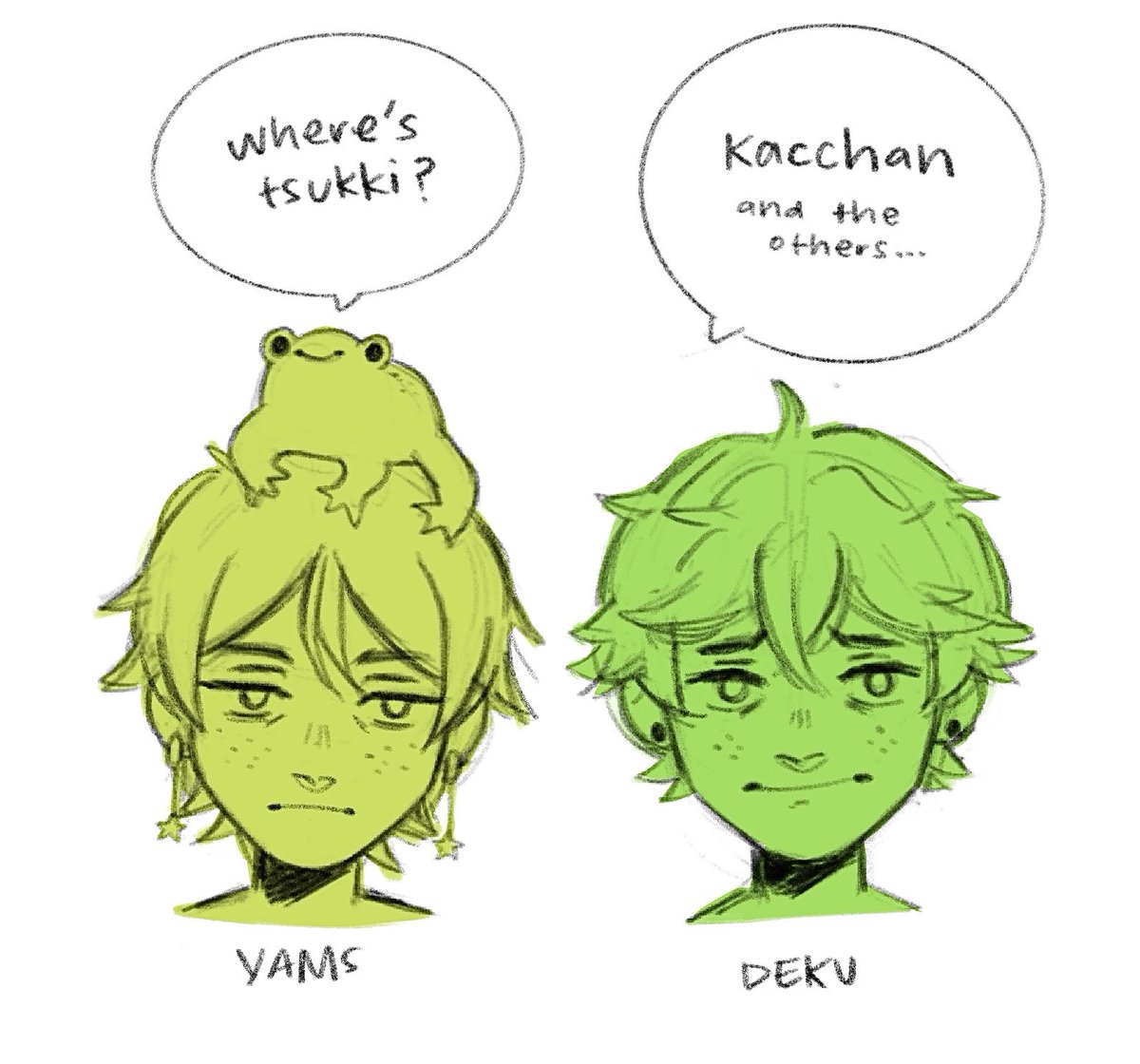if i had a nickel for every green haired character with freckles i stanned who was obsessed with a mean blonde id have two nickels. which isn't a lot, but its weird that it happened twice #Haikyuu #MHA