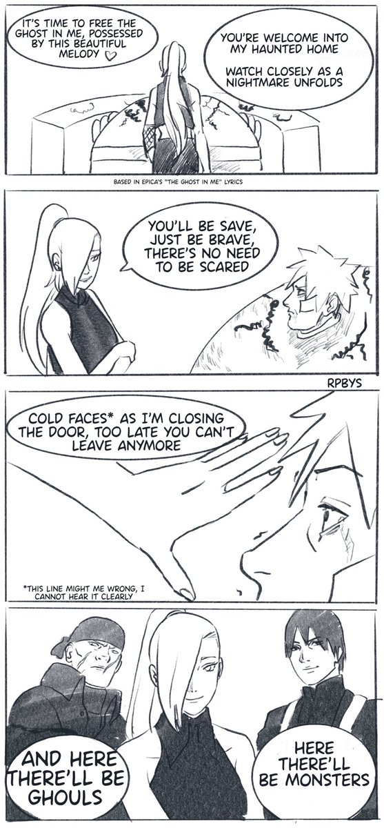 Part 1 (I hope) of a day in the interrogation division with Ino, obviously based on Epica’s song “the ghost in me”. I’m currently obsessed with this song. There is a mistake in the lyrics because I can’t hear it clearly, in the future hopefully I can fix it :)