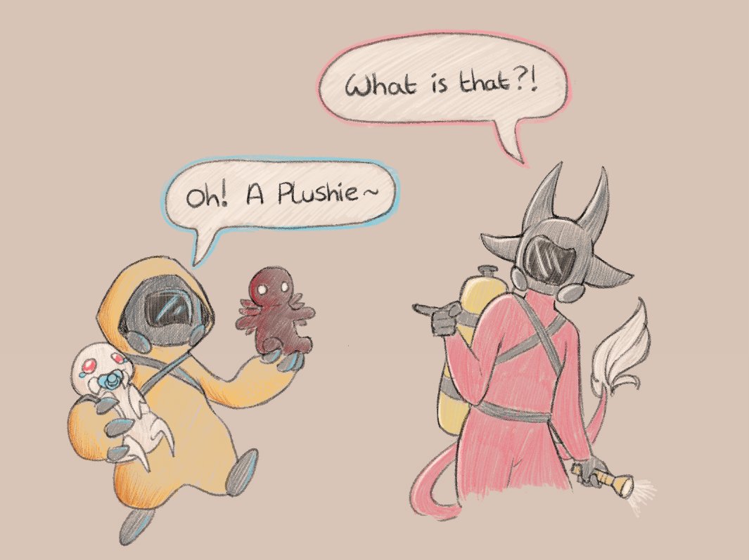 yufiplum's tweet photo. Just another fun Lethal company doodle and a mini gift for @SpaceKoffee since I know how much she likes the new maneater- I'm sure this will be a safe work day, right? https://t.co/COGPL9BesV