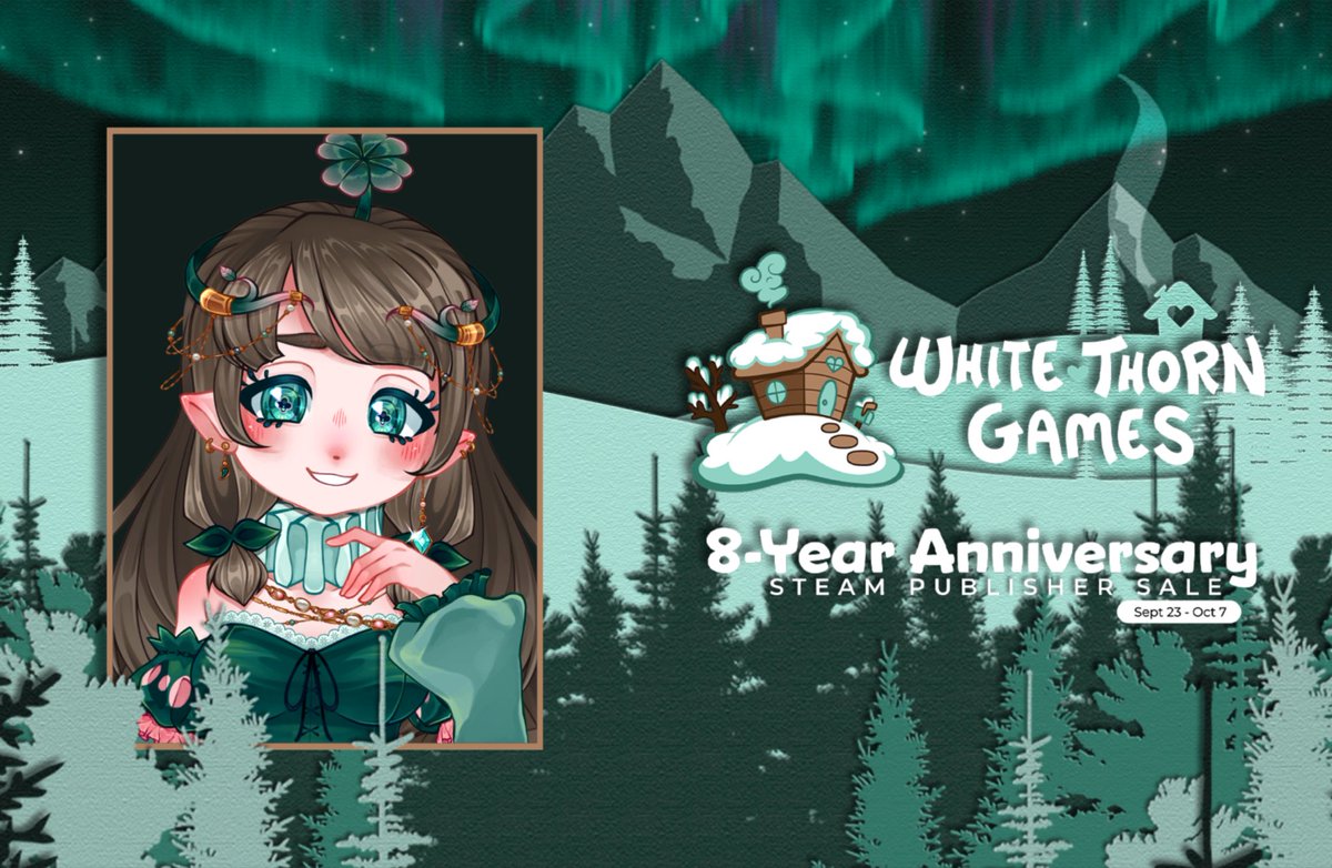 CloverVT_'s tweet photo. I am very excited to announce I’ll be streaming next Sunday (Sept. 29, 9am EST) on @WhitethornGames Twitch Channel in celebration for their 8 year anniversary! I will be playing some lovely games as well as giving away a few game codes! Hope to see you there 🍀 https://t.co/wB8QVhSRYu