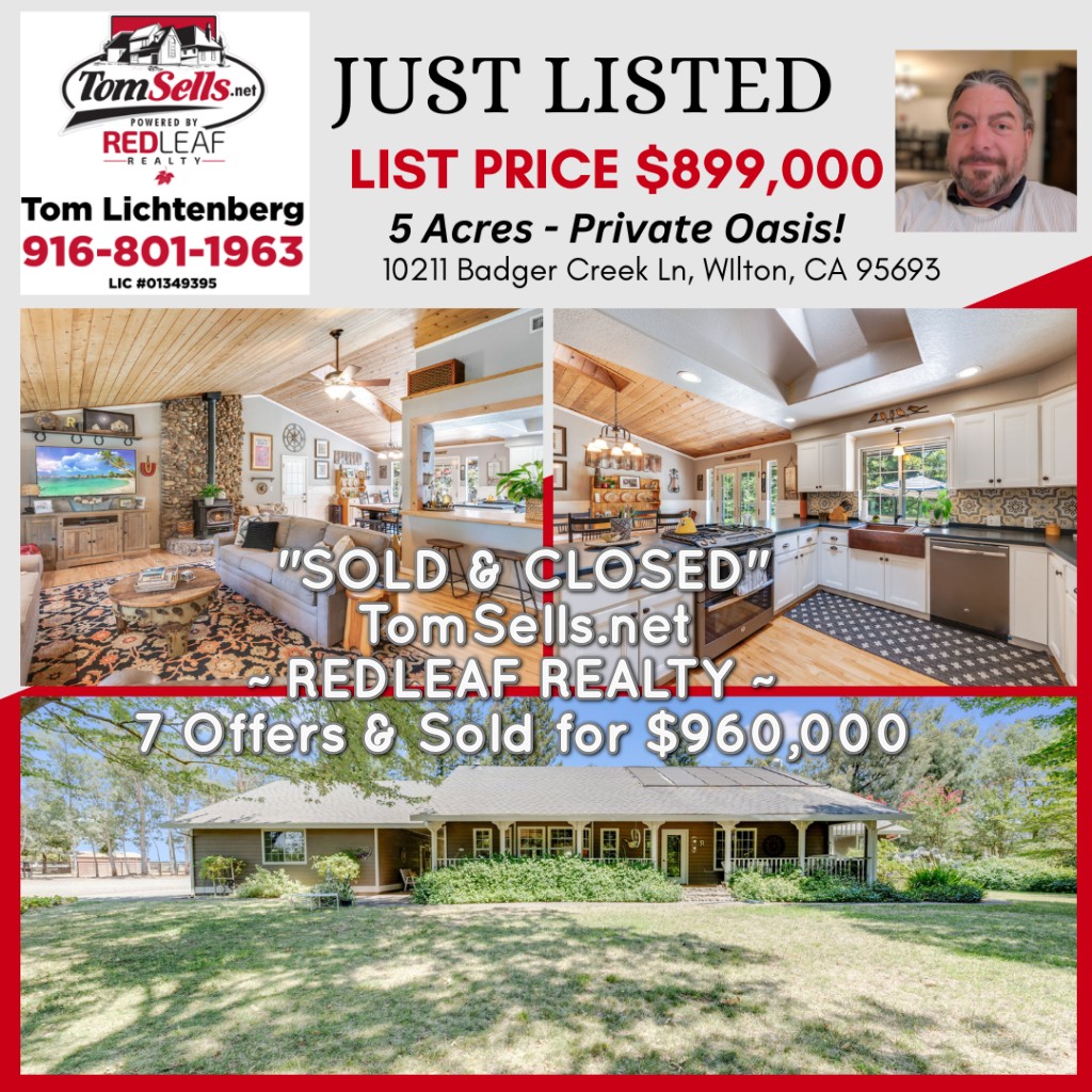TomLichtenberg's tweet photo. Sold in Wilton CA! Need to sell? Call me!   #experiencedbroker #redleafrealty #redleaf #tomsells https://t.co/TEii6lusxQ