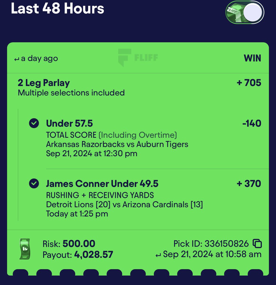 EVBettors's tweet photo. James Conner super unders hit 😭✅

In case you needed more inspiration to watch my video on the math behind them: https://t.co/nj6l9fM3LA

Education = money in sports betting. Some of you guys are just lazy as fuck 

Thank you @OddsJam once again https://t.co/qskNsq0gIh
