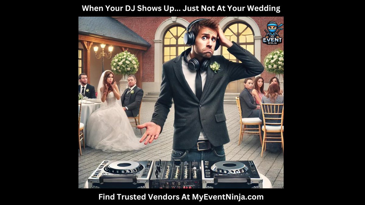 Planning a wedding or event? Don’t let your DJ show up at the wrong venue! 😱 Find pros who get it right the first time at MyEventNinja.com! 🎶💍✨ #EventPlanning #DJFail #WeddingDisaster #MyEventNinja