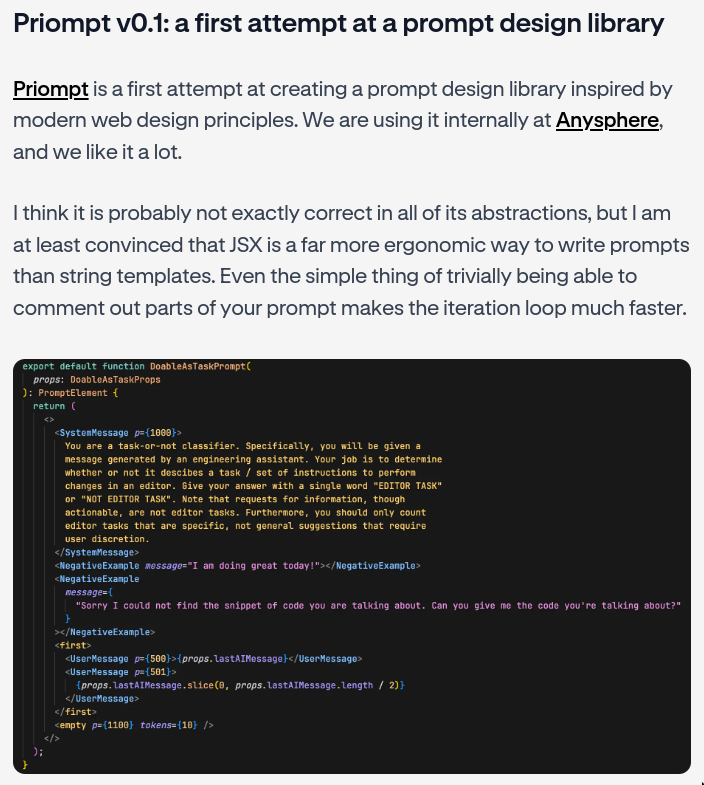 tom_doerr's tweet image. The company behind @cursor_ai published their prompt design library on GitHub