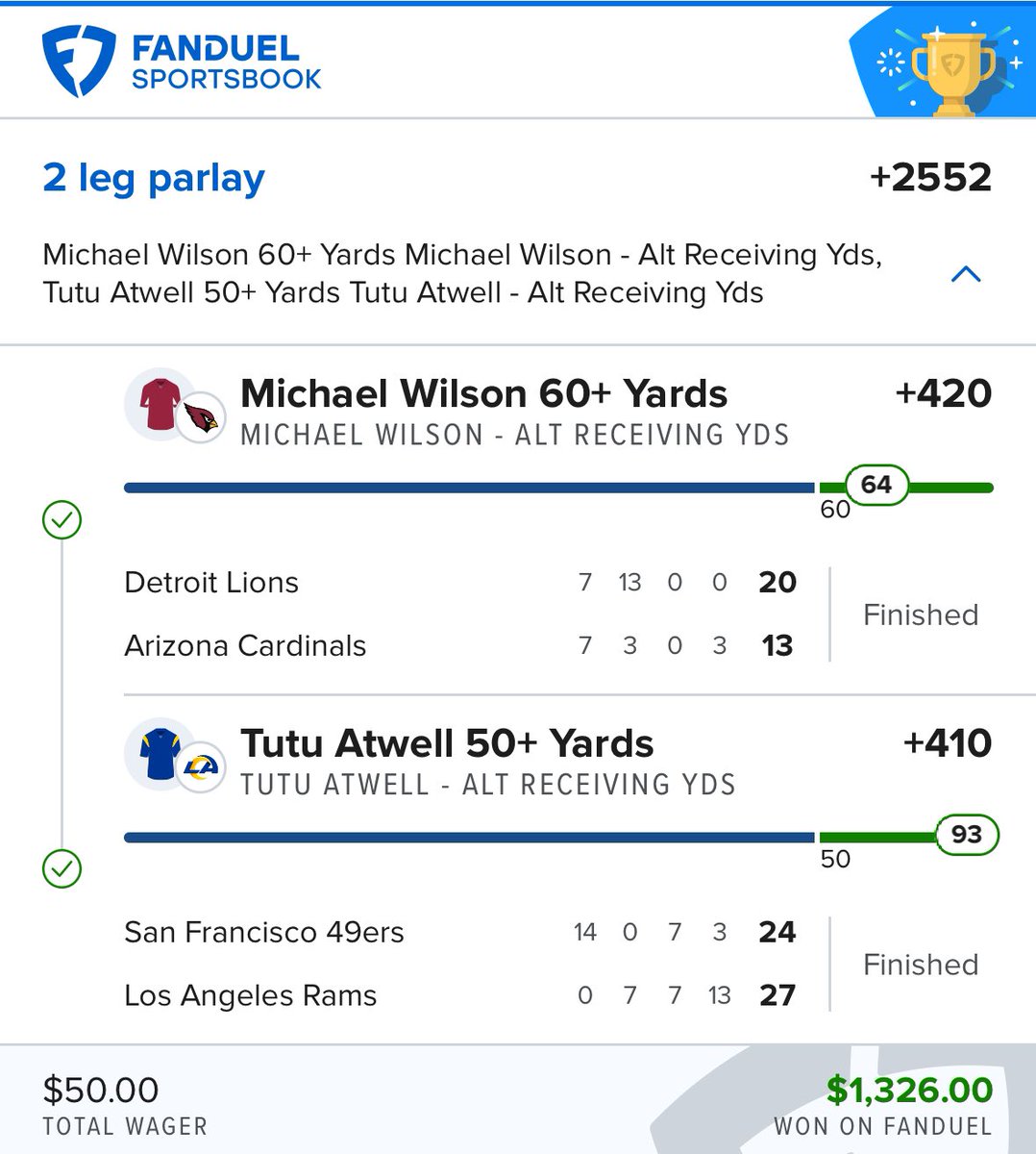 BANGG WE GOT US ONE ✅

Tutu and Wilson come up clutch in the 4th 🔥

All plays ➡️ sharpduel.com/parlaybanditz?…