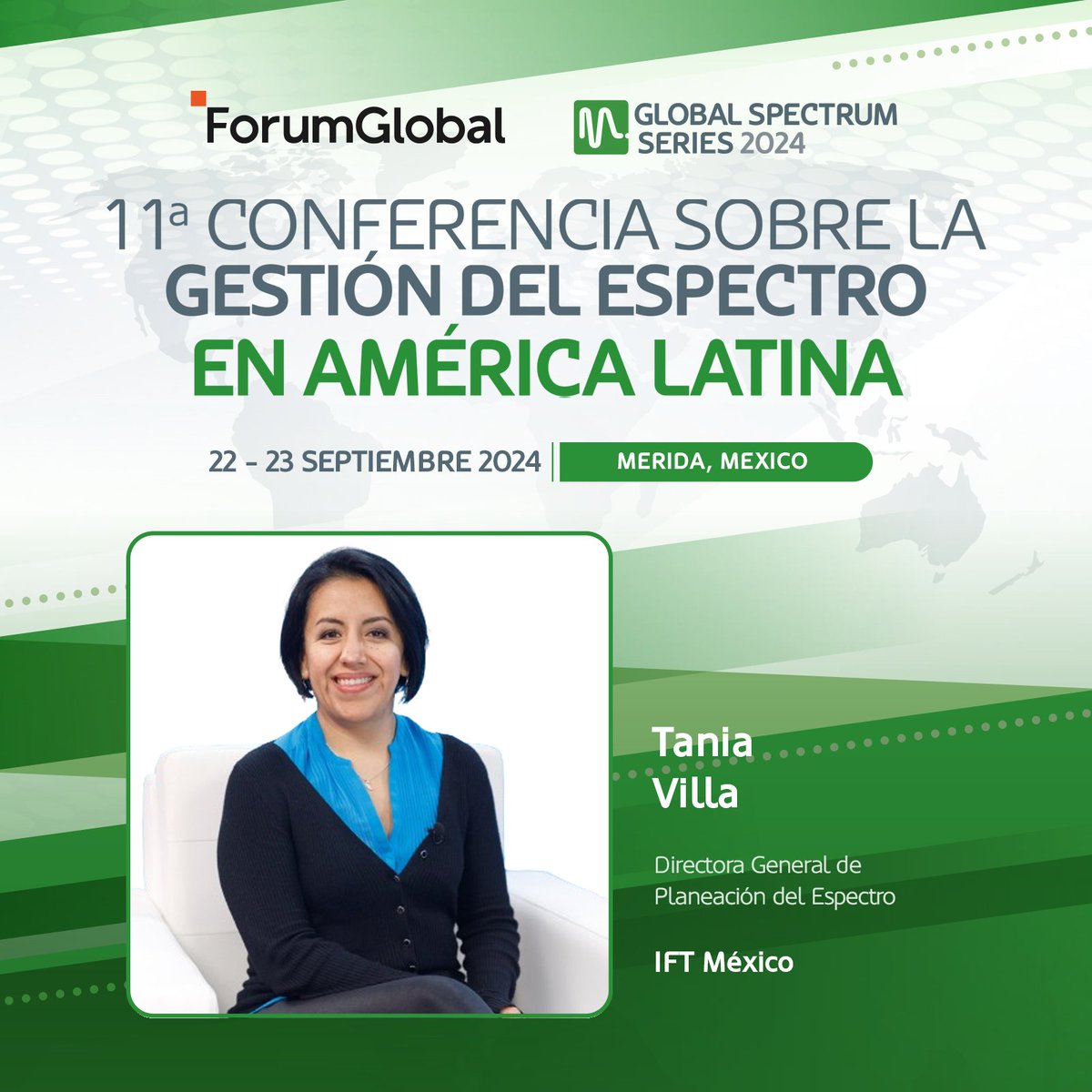 IFT (@ift_mx) on Twitter photo Mañana 🗓️23 de septiembre, el Comisionado <a href="/sdiazg/">Sóstenes Díaz</a>, y <a href="/VillaTrapala/">Tania Villa Trapala</a>, Directora General de Planeación del Espectro del <a href="/IFT_MX/">IFT</a>, participarán en la 11ª Conferencia de Gestión del Espectro en #LATAM. Mañana 🗓️23 de septiembre, el Comisionado <a href="/sdiazg/">Sóstenes Díaz</a>, y <a href="/VillaTrapala/">Tania Villa Trapala</a>, Directora General de Planeación del Espectro del <a href="/IFT_MX/">IFT</a>, participarán en la 11ª Conferencia de Gestión del Espectro en #LATAM.