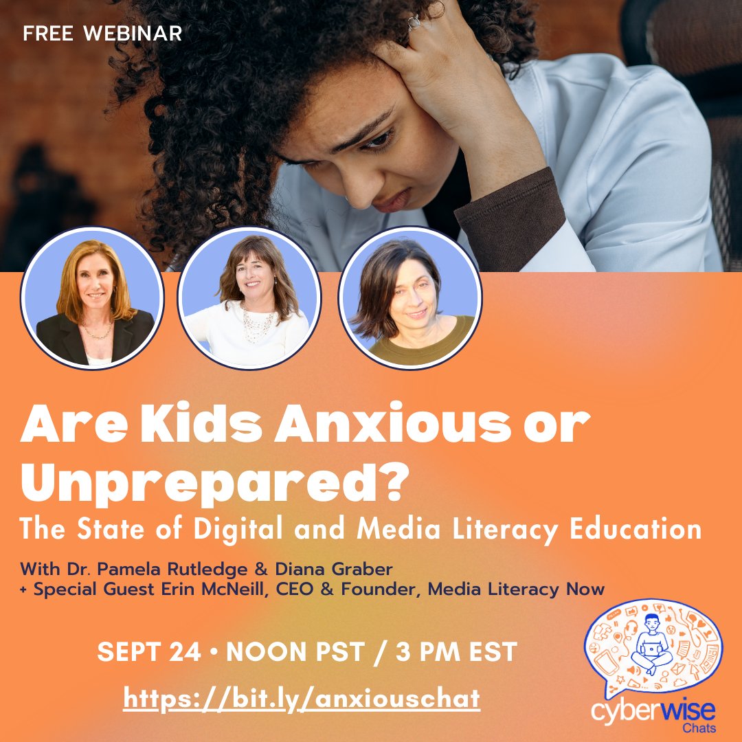 Are kids really anxious? Or just unprepared? Join Dr. Pamela Rutledge of  <a href="/mediapsychology/">Dr. Pamela Rutledge</a> <a href="/erinmcnll/">Erin McNeill</a> of <a href="/medialit_now/">MediaLiteracyNow.org</a> on Tue. at noon PST to chat about this: us02web.zoom.us/webinar/regist…
