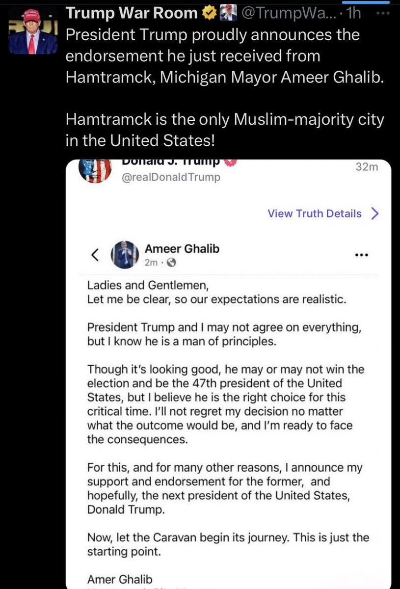 Here’s what the Trump campaign doesn't tell you: 

-Mayor Ghalib banned pride flags from being displayed on city properties 

-Ghalib met with Mike Flynn in 2023

-Ghalib viciously mocked black justice demonstrations and endorsed a comment that referred to African Americans as