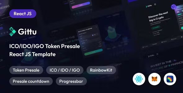 Gittu - ICO, IDO Token Presale React JS Template Review downloadnewthemes.com/2024/09/gittu-…