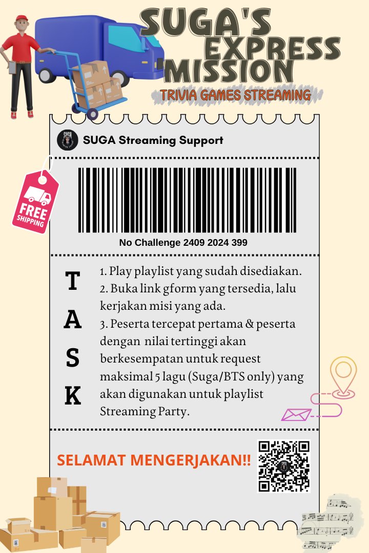 ThreeSbase's tweet photo. #3S_Games | 🎵 TRIVIA STREAMING 🎵

Link Pengerjaan:
🖇 https://t.co/wGBHzDkTtS

Baca panduan bermain pada poster dibawah, lalu putar Playlist terlebih dahulu sebelum memulai pengerjaan Trivia Streaming 💜

Selamat Mengerjakan🥰🔥

SUGA EXPRESS MISSION
#1stAnniversaryof3S https://t.co/iyGXacEB4S