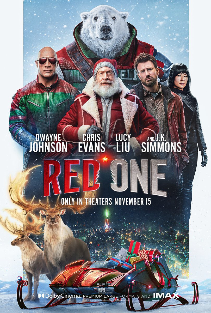 DiscussingFilm's tweet photo. New poster for ‘RED ONE’, starring Dwayne Johnson, Chris Evans, Lucy Liu and J.K. Simmons

In theaters on November 15. https://t.co/dzMtRGg80m