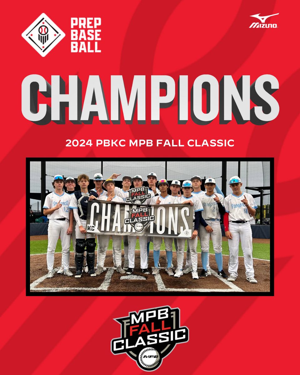 🏆CHAMPIONS🏆

Congratulations to the 2024 PBKC MPB Fall Classic Under Champions, YardyBoyz Prospects 16u Blue!!  

#PrepBaseballKC #MPBFallClassic