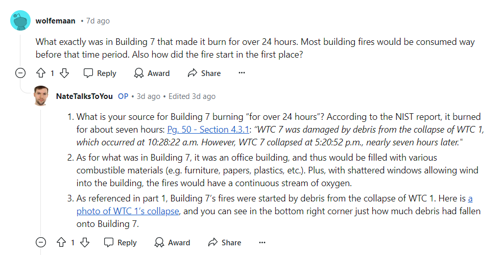 NateTalksToYou's tweet image. 9/11 conspiracy theorist asks me questions, but gets mad and leaves when I can answer them.
#September11 #Building7 #WTC7