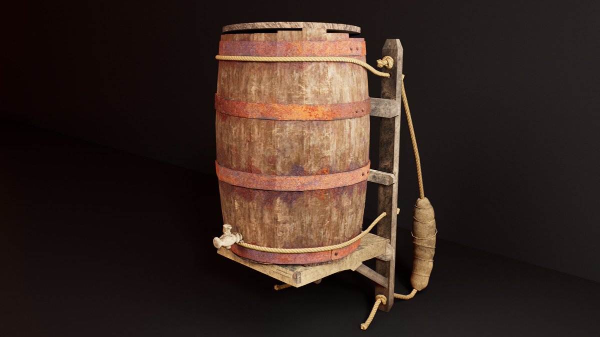 ali_rakibb's tweet photo. game Asset Barrel
Low poly barrel optimized for a game asset
Low poly modelled in Maya, high poly details sculpted in ZBrush, baked and textured in Substance Painter and rendered in V-ray.
#game_asset #3dmodeling #texturing #rendering #maya #ZBrush #Substance_Painter #v_ray https://t.co/N7KhGBqpij